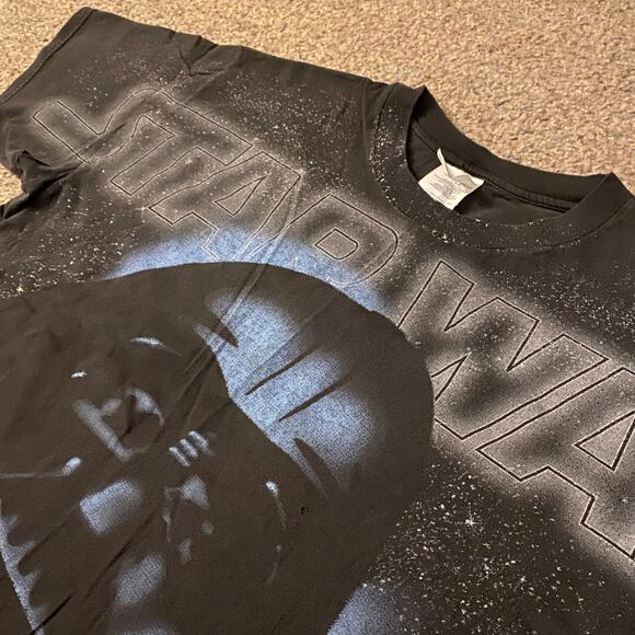 Vintage 1996 Star Wars Darth Vader AOP Spellout Movie Promo Faded Tee Size Large - Picture 3 of 8